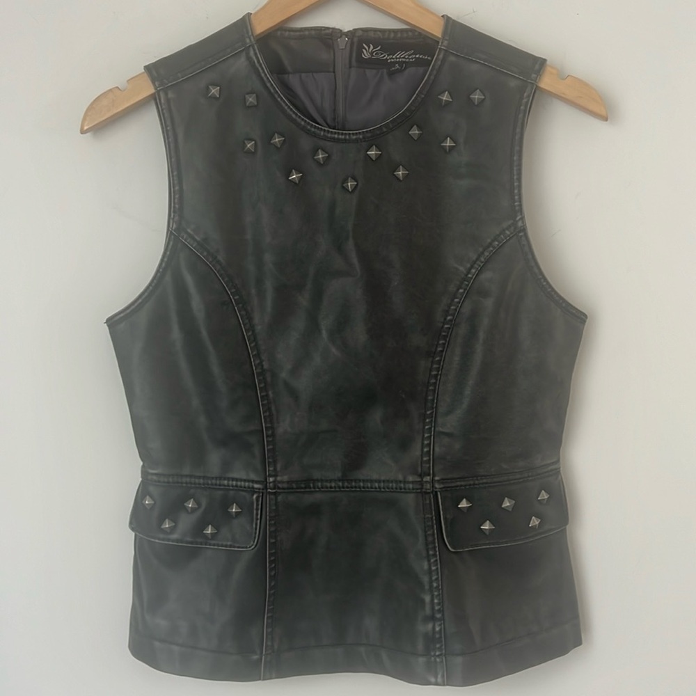 Dollhouse Outerwear Faux‎ Leather Bikercore Grunge Vest Size Small 🖤